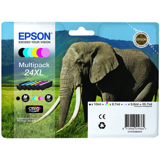 Epson 24 XL B/C/M/Y/LC/LM 6 stk bl�kpatroner original