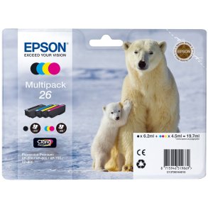 Epson 26 multipack 4 stk BCMY blkpatroner original