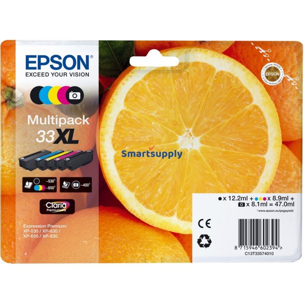 Epson 33 XL B/B/C/M/Y 5 stk blkpatroner original