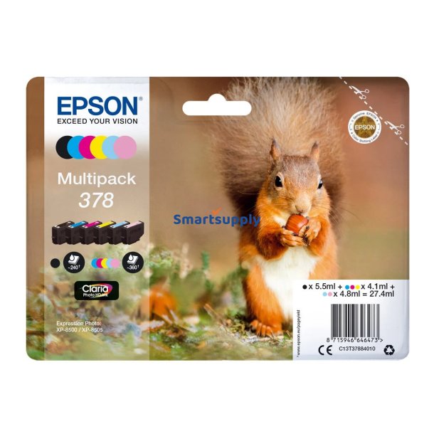 Epson 378 B/C/M/Y/LC/LM 6 stk blkpatroner original