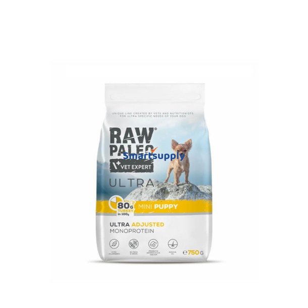 RAW PALEO Ultra Mini Puppy Kalkun - t�rfoder til hvalpe - 750 g
