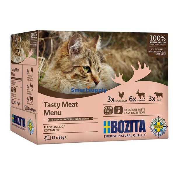 Bozita Velsmagende Kdmenu Multibox Flavor Mix I Gel&eacute; - Vdfoder Til Katte - 12 X 85G