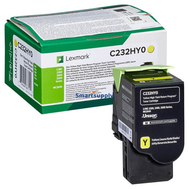 Lexmark C232HY0 Gul toner 2.300 sider original