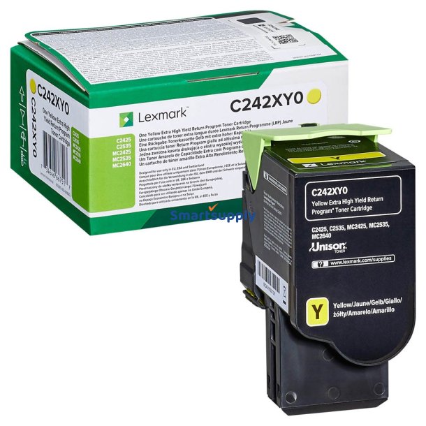 Lexmark C242XY0 Gul toner ekstra 3.500 sider original