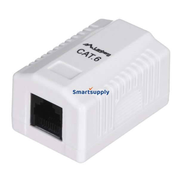 LANBERG OVERFLADEMONTERET CAT.6 1XRJ45-STIKDSE HVID
