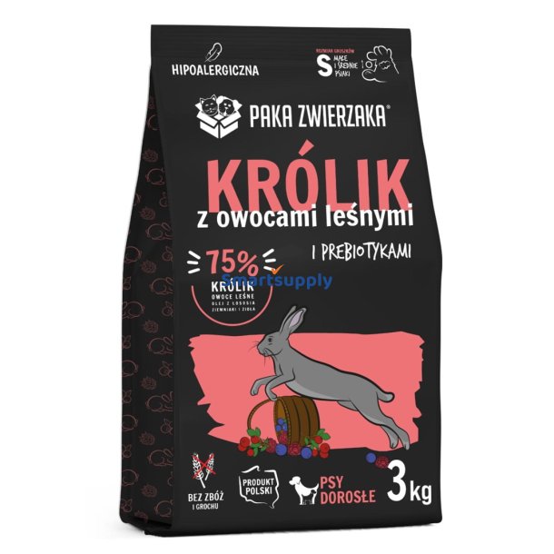 Kanin Med Skovfrugter S - Trfoder Til Hunde - 3 Kg