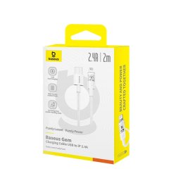 Baseus Gem USB til IP 2.4A hurtigopladningskabel 2 m Hvid