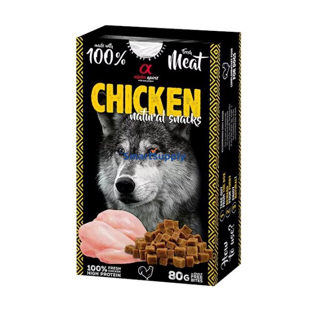 Alpha Spirit Naturlige Kyllinge-Snacks - Godbid Til Hunde - 80G