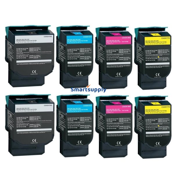 Lexmark C540H1K/C/M/Y toner 8 stk 17.000 sider kompatibel