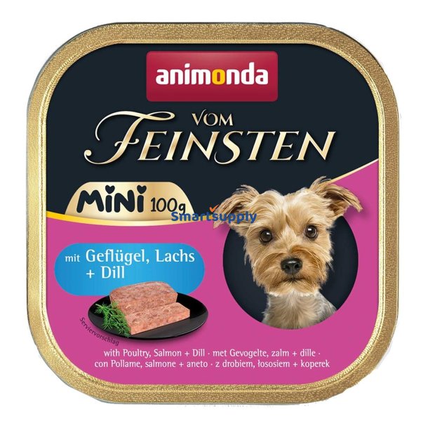 Animonda Vom Feinsten Adult Mini Fjerkr, Laks Og Dild - Vdfoder Til Hunde - 100G