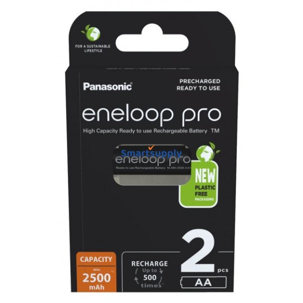 Genopladelige Batterier Panasonic Eneloop Pro Aa 2500 mAh 2 Stk (Bk-3Hcde/2Cp)