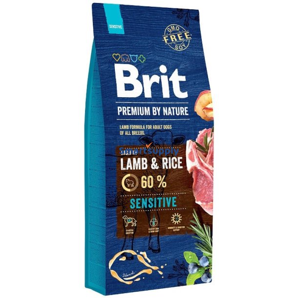 Brit Premium By Nature Sensitive Lam Med Ris - Trfoder Til Hunde - 15 Kg