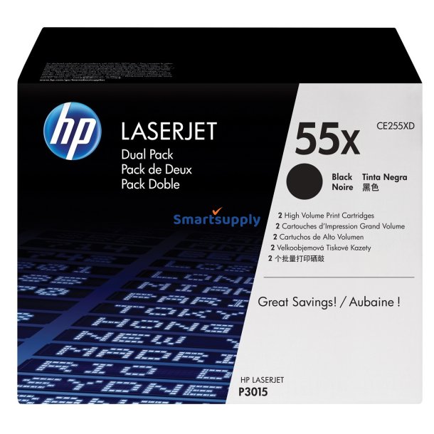 HP 55X toner 2 stk 25.000 sider CE255XD original multipakke
