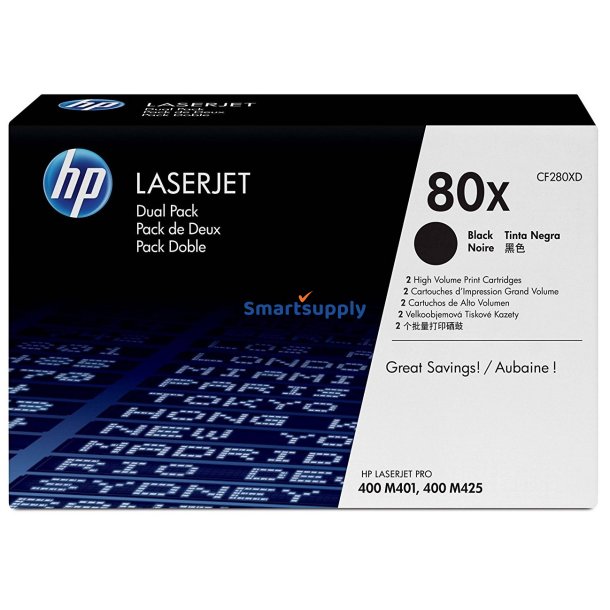 Rabat HP 80X toner 2 stk 13.600 sider CF280XD original
