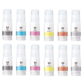 Canon GI-53 B/C/M/Y/GY/R blkrefill 12 stk kompatibel