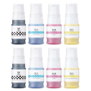 Canon GI-55 BCMY blkrefill 8 stk 380ml kompatibel
