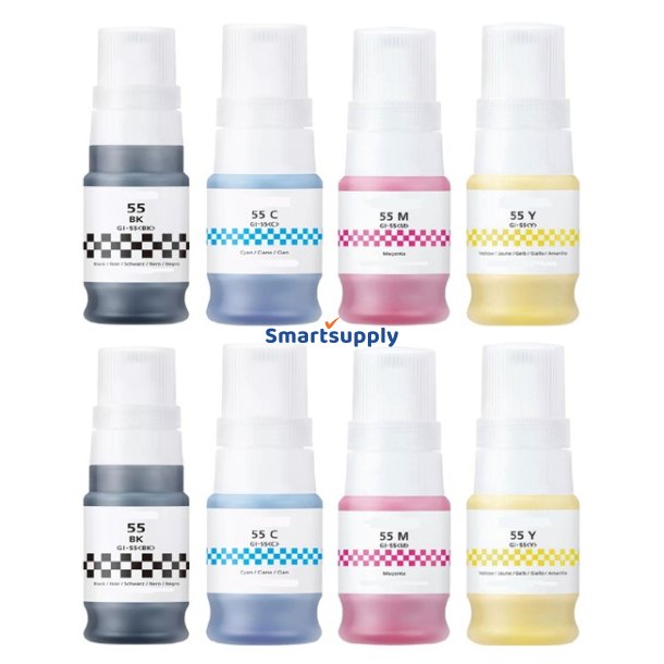 Canon GI-55 BCMY bl�krefill 8 stk 380ml kompatibel