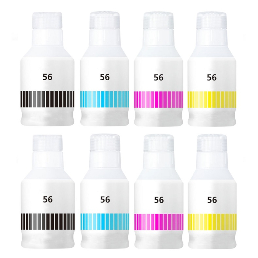 Canon GI-56 BCMY bl�krefill 8 stk 1150ml kompatibel rabatpakke
