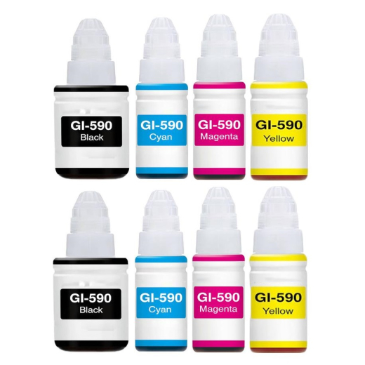 Canon GI-590 BCMY bl�krefill 8 stk 690ml kompatibel rabatpakke