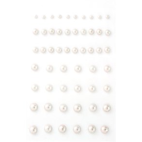 Creme perler - mix strrelser - selvklbende bagside 3-7mm, 54 stk.