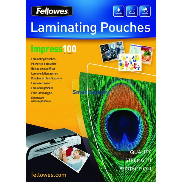 Fellowes A4 Glossy 100 Micron Lamineringspose - 100 Stk
