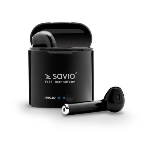 SAVIO TWS-02 trdlse Bluetooth-hovedtelefoner, sort