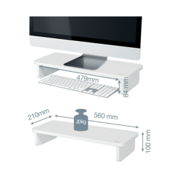 Leitz 64340001 Skrmbeslag / Stativ 61 cm (24") Hvidt Skrivebord