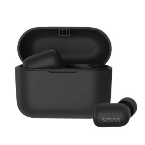 Savio TWS-09 IPX5 hovedtelefoner/headset Trdls I rerne Musik Bluetooth Sort