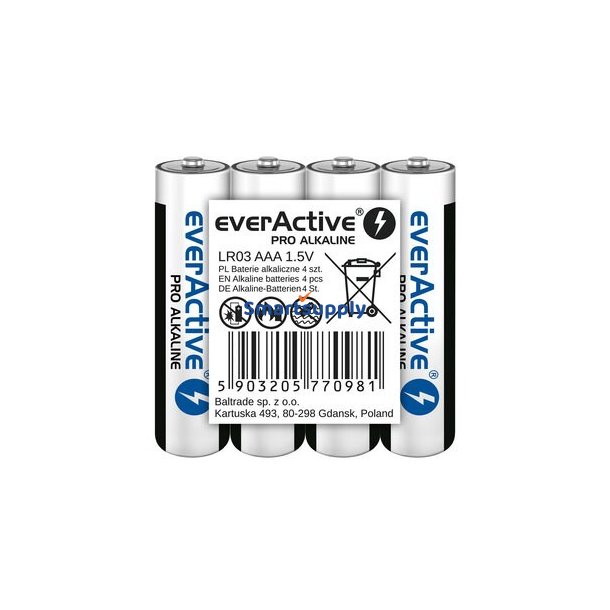 Alkaliske Batterier Aaa / Lr03 Everactive Pro 4 Stk