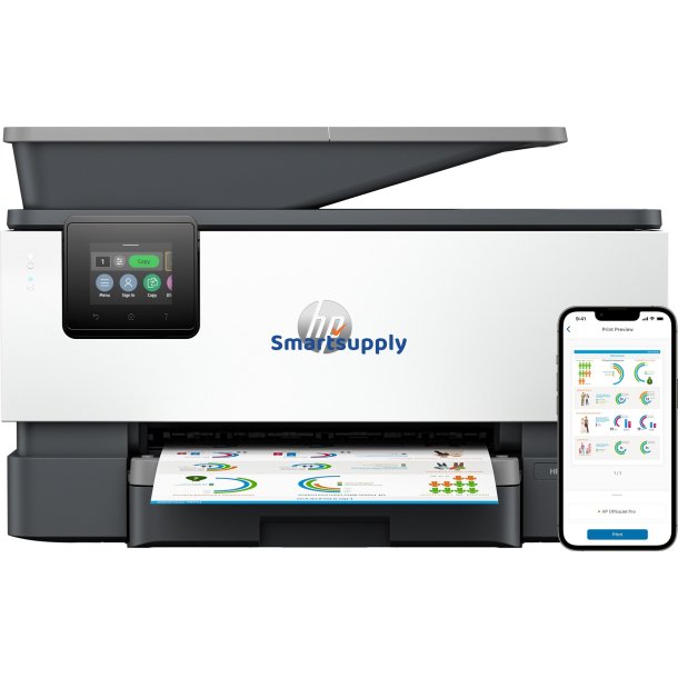 HP OfficeJet Pro 9120b Trdlst All-in-One Farve Printer, Tosidet print; Kopimaskine, scanner