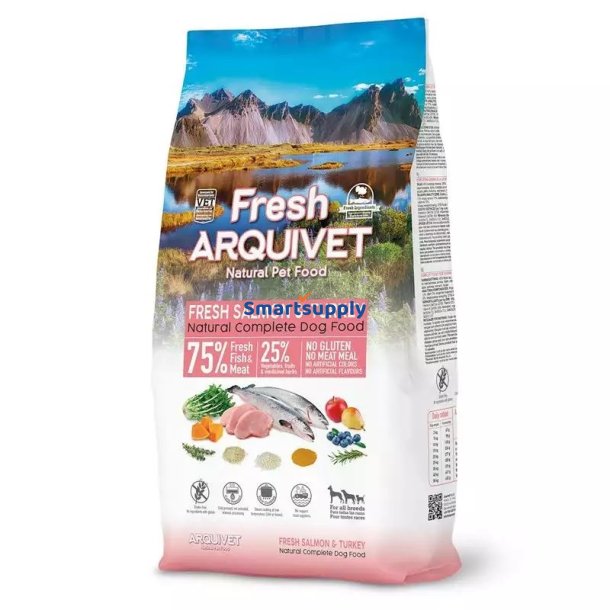 Arquivet Frisk Laks Med Kalkun - Halvfugtigt Hundefoder - 2,5 Kg