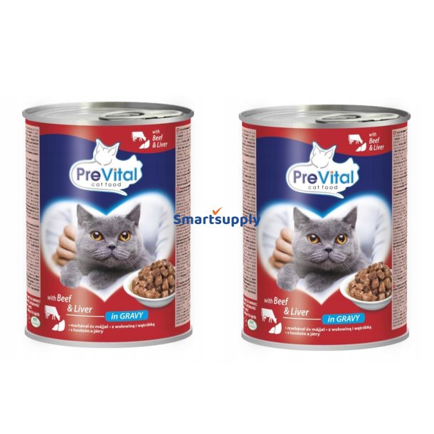 PREVITAL Beef with liver in gravy - vd kattefoder - 2x415g