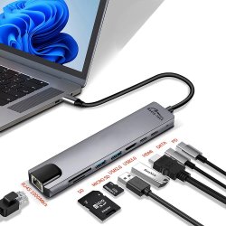 Media Tech USB Hub 8 I 1 Giga Lan Hub Mt5046