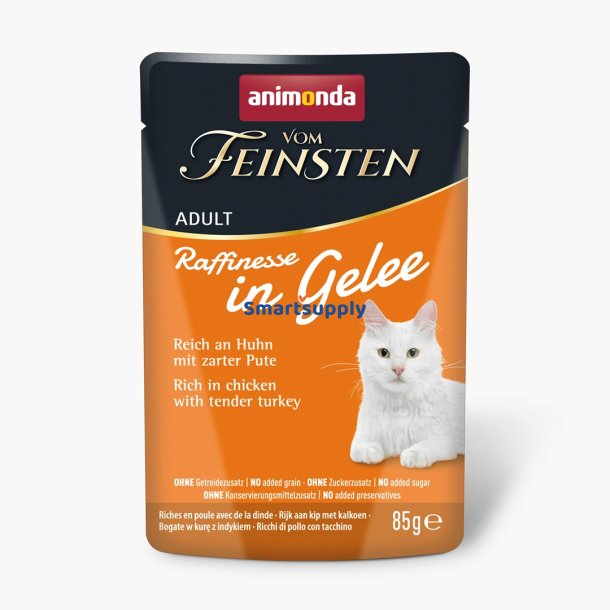Animonda Vom Feinsten Adult Raffinesse I Gel&eacute; Rig P Kylling Med Kalkun - Vdfoder Til Katte - 85G