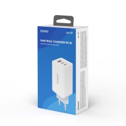 Savio La-07 Gan 65W Netoplader, Usb, Qc4.0+, Pd 3.0, Hvid
