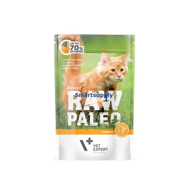 RAW PALEO Adult Cat Kalkun - vdt kattefoder - 100 g