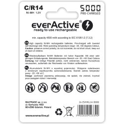 Genopladelige batterier everActive Ni-MH R14 C 5000 mAh Professional Line