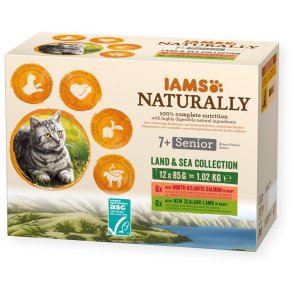 IAMS Naturally Senior Land & Sea Collection - vd kattefoder - 12 x 85g