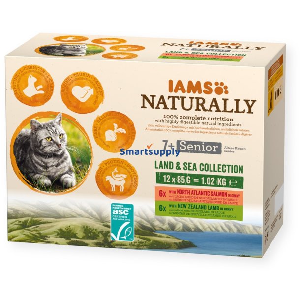 IAMS Naturally Senior Land & Sea Collection - vd kattefoder - 12 x 85g
