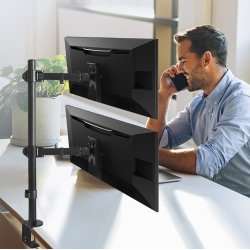 Maclean Dobbelt Lodret Skrm Skrivebordsmonteret Skrmholder Max Vesa 100X100, 13-27