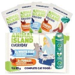 ANIMAL ISLAND Everyday Turkey and White fish fillets in broth - vd kattefoder - 4 x 85g