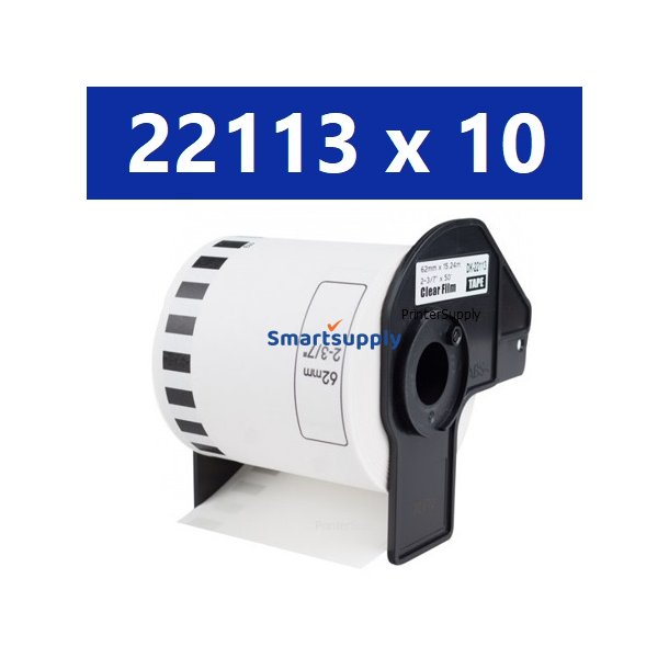 10 x Brother DK22113 plastiktape 6,2cm x 15,2m kompatibel