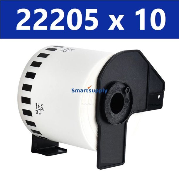 10 x Brother DK22205 endels bane 62mm x 30,5m kompatibel