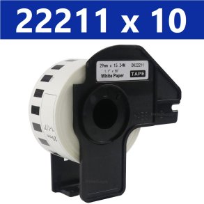 10 x Brother DK22211 filmtape labels 29mm x 15,2m kompatibel