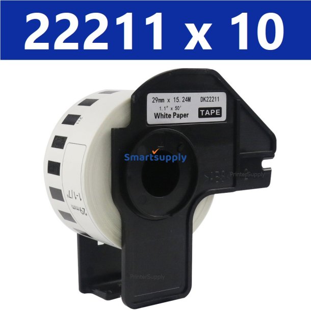 10 x Brother DK22211 filmtape labels 29mm x 15,2m kompatibel