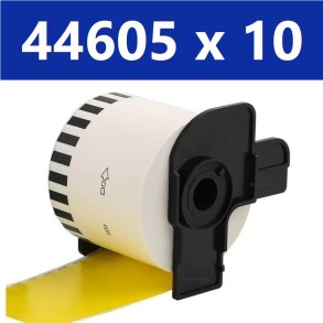 10 x Brother DK44605 aftagelige etiketter sort p gul kompatibel