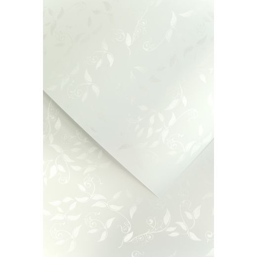 Metallic dekorativt A4 papir hvide blade 50 stk.