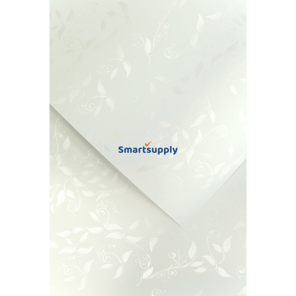 Metallic dekorativt A4 papir hvide blade 50 stk.