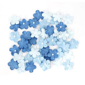 Dekoration papirblomster m. perler - bl 50 stk
