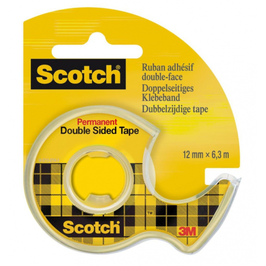 Dobbeltkl�bende tape med dispenser SCOTCH 12mm x 6,3m
